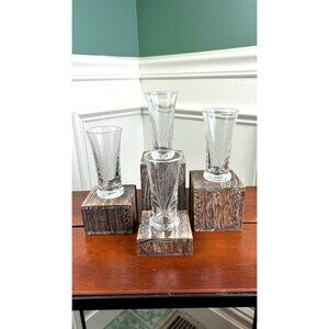 Vintage Cambridge Etched Harvest  Wheat Patterned Flaired Cordials.